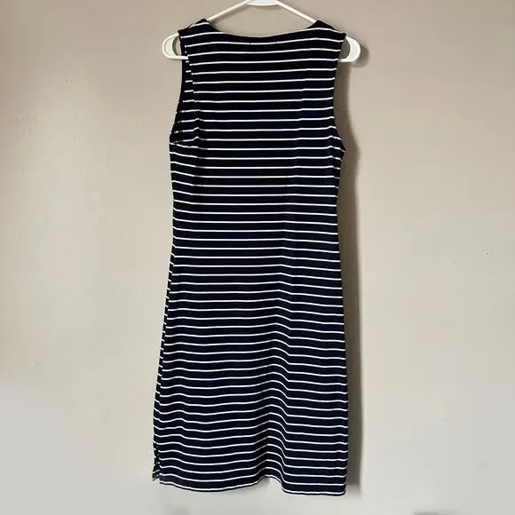 Lauren Ralph Lauren Dress Nautical Stripe Lace Up Sheath Sleeveless Summer MED - Picture 7 of 8